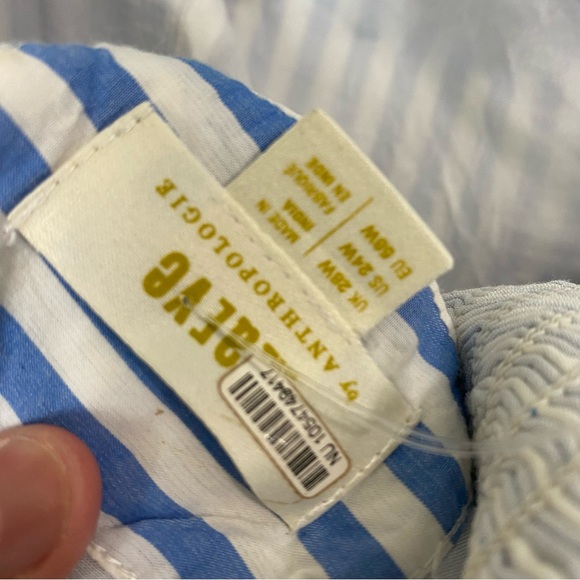 Anthropologie Maeve Tie Back A Line Maxi Dress Striped Blue Beaded Birds 24W - Picture 12 of 16